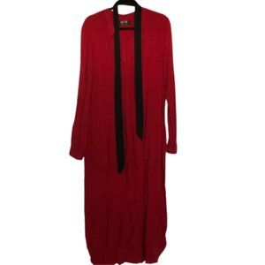 Nation LTD Red Long sleeve Maxi Dress w/ black tie